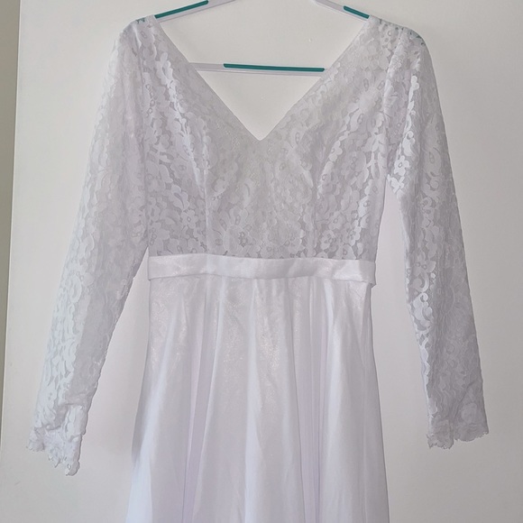 👰🏻♀️Boho V-neck A-line Long Sleeve Lace V-Back Wedding Dress👰🏻♀️NWT~4 - Picture 6 of 16